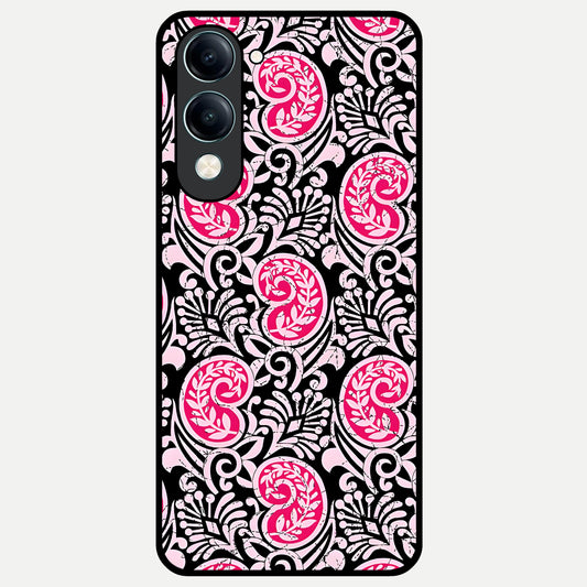 Crimson Paisley Charm Glass Case for iQOO Z10 lite back cover – full design glossy printed glass finish