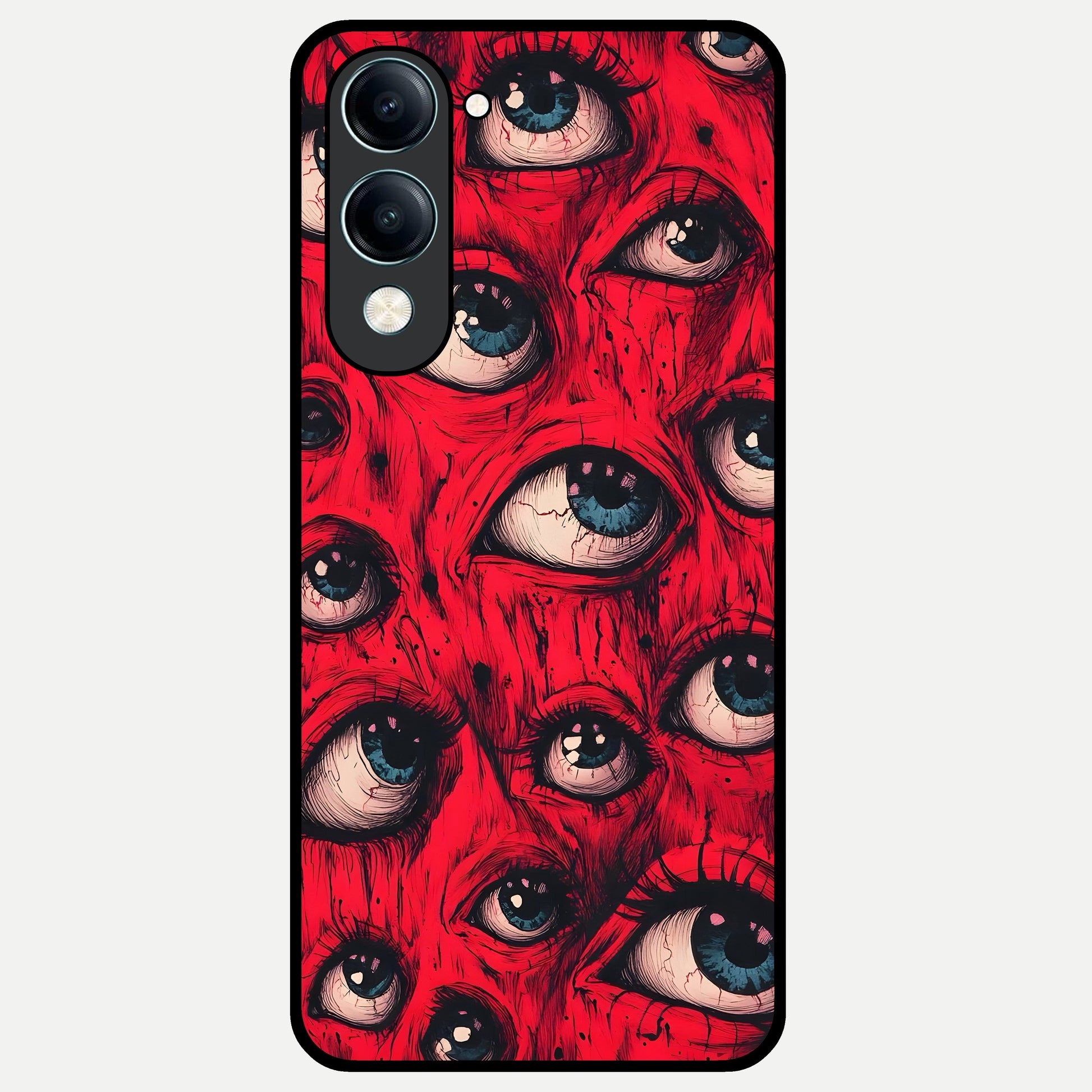  Crimson Watch Eyes Glass Case for iQOO Z10 lite back cover – full design glossy printed glass finish