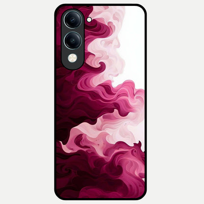  Crimson Wave Flow Glass Case for iQOO Z10 Lite back cover – full design glossy printed glass finish