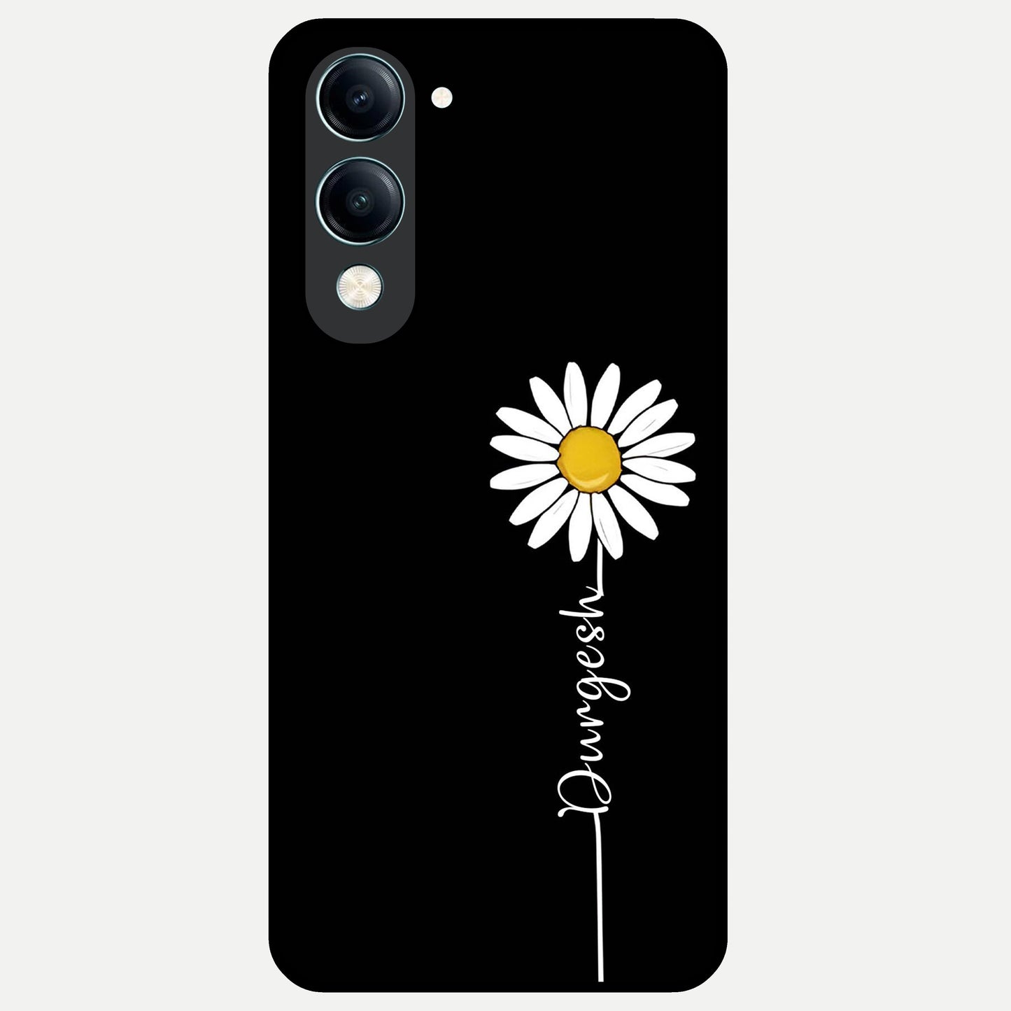  Custom Name White Flower Glass Case for iQOO Z10 Lite back cover – full design glossy printed glass finish