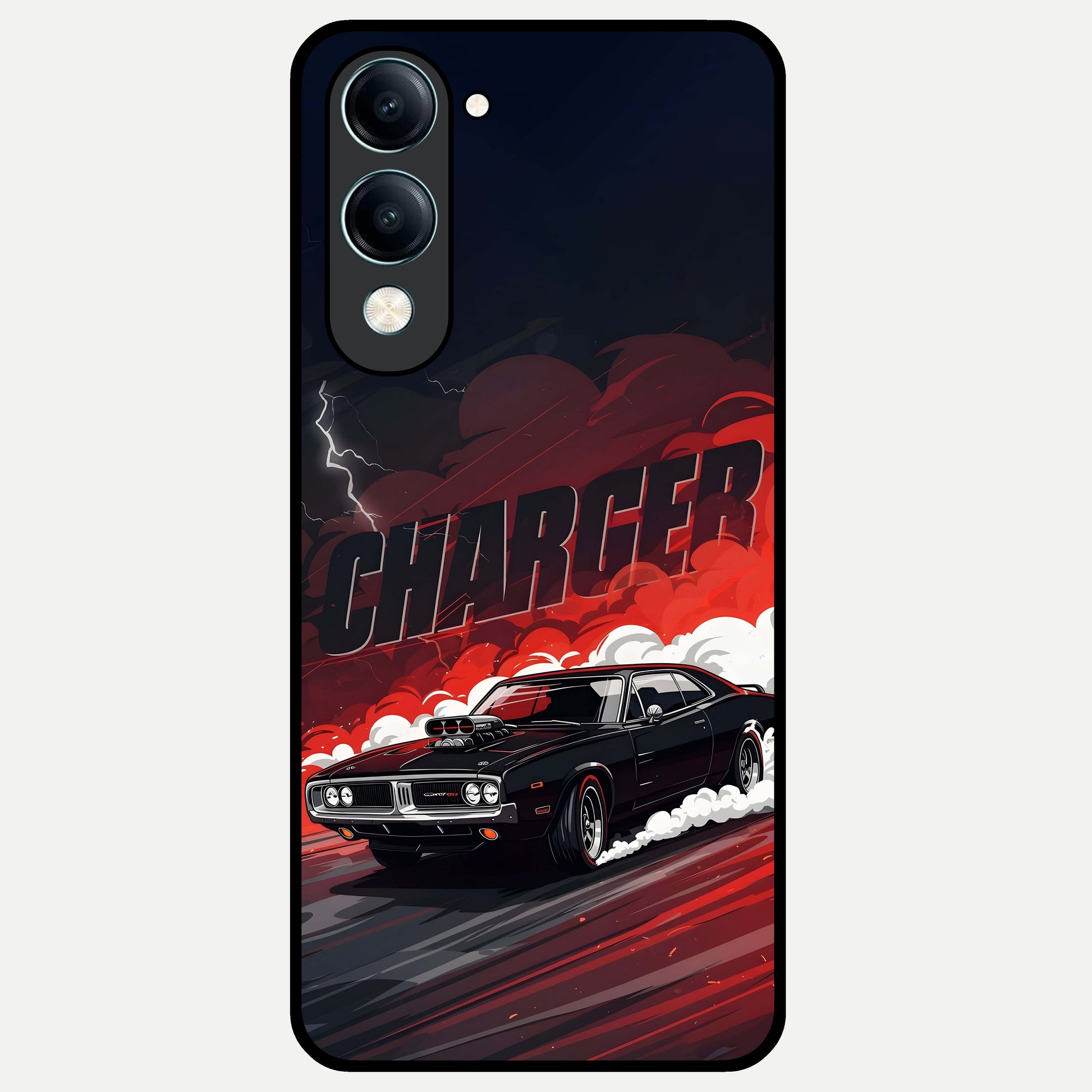  Dark Charger Fury Glass Case for iQOO Z10 Lite back cover – full design glossy printed glass finish