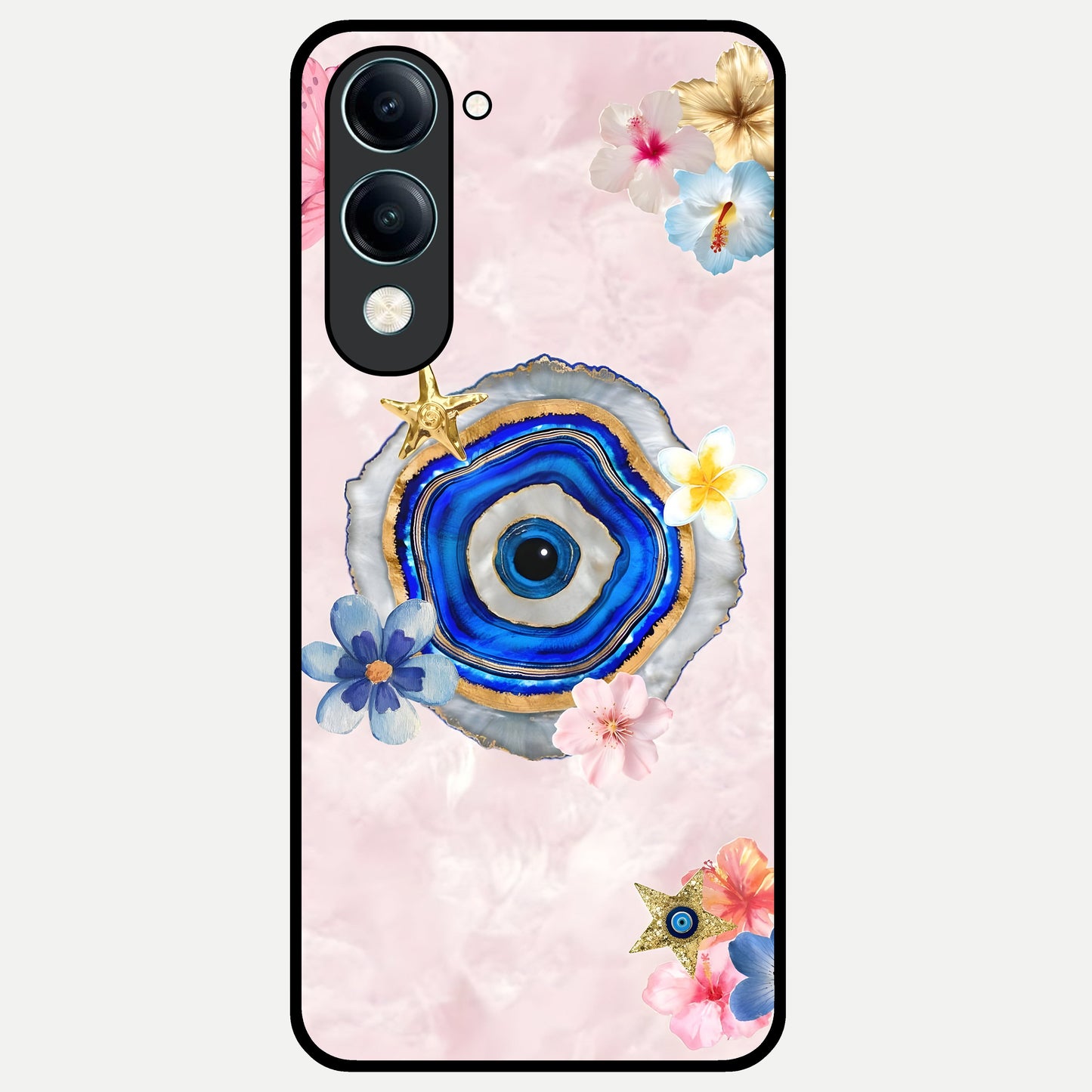  Divine Aura Bloom Glass Case for iQOO Z10 Lite back cover – full design glossy printed glass finish