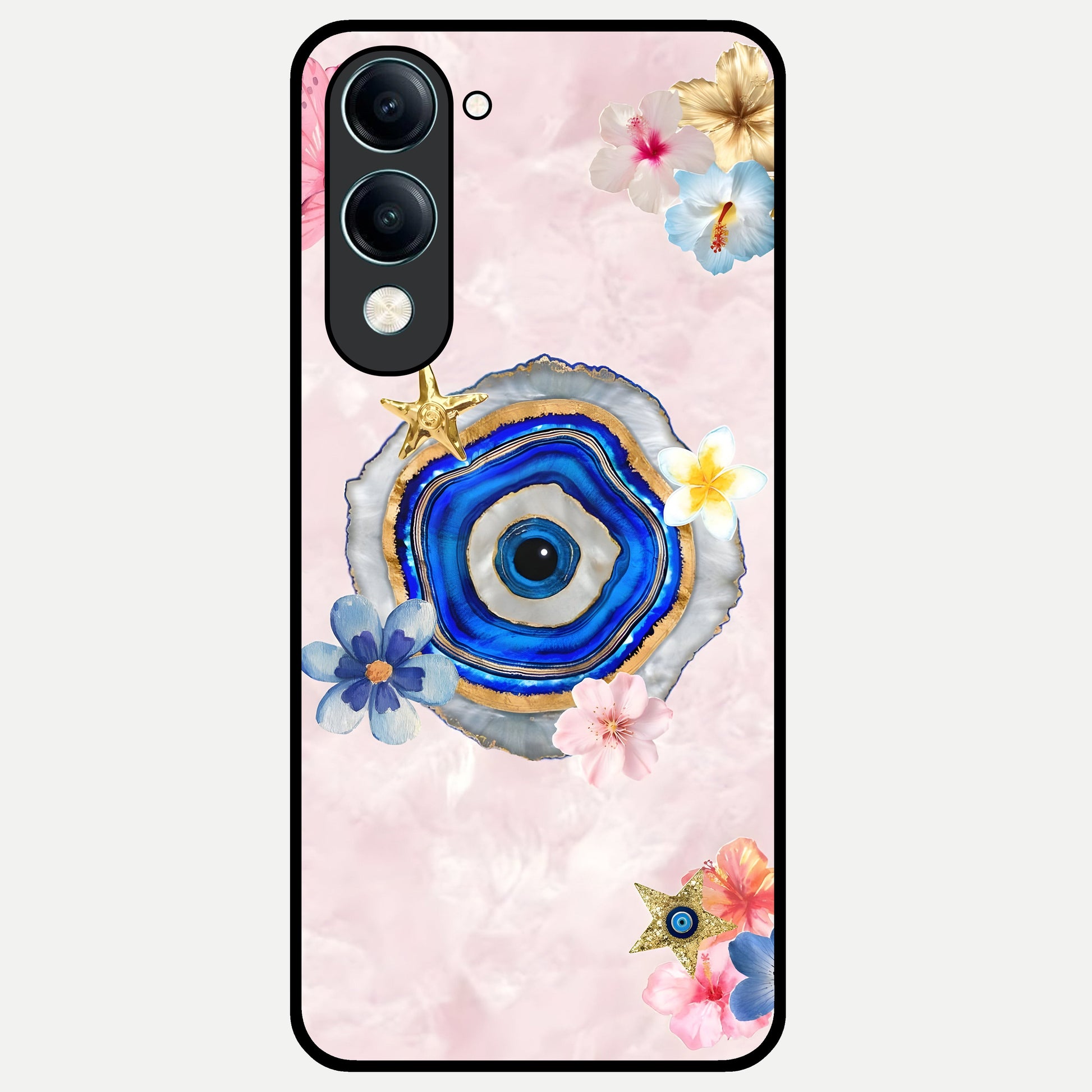  Divine Aura Bloom Glass Case for iQOO Z10 Lite back cover – full design glossy printed glass finish