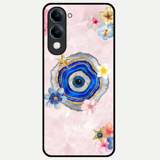  Divine Aura Bloom Glass Case for iQOO Z10 Lite back cover – full design glossy printed glass finish
