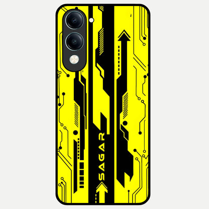  Electric Pulse CYBERPUNK Custom Name Glass Case for iQOO Z10 Lite back cover – full design glossy printed glass finish