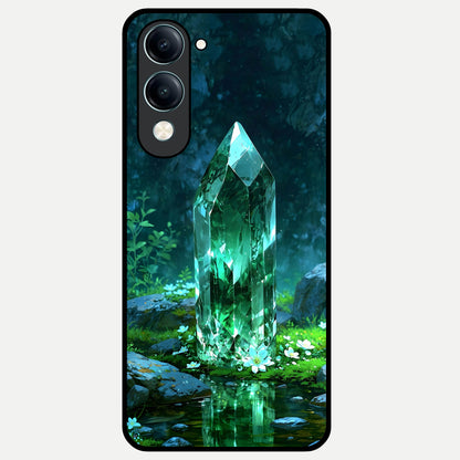  Emerald Light Crystal Glass Case for iQOO Z10 lite back cover – full design glossy printed glass finish