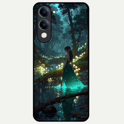  Enchanted Forest Glow Glass Case for iQOO Z10 lite back cover – full design glossy printed glass finish