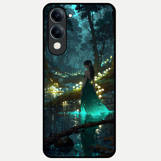  Enchanted Forest Glow Glass Case for iQOO Z10 lite back cover – full design glossy printed glass finish