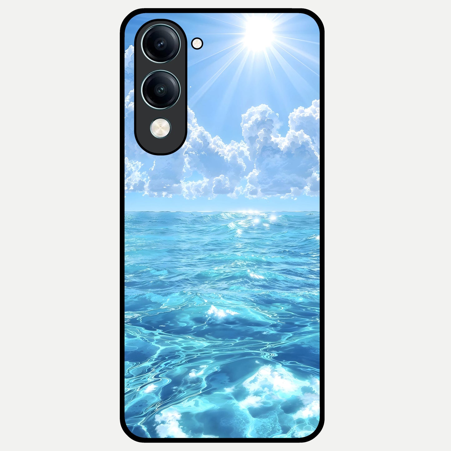  Endless Ocean Horizon Glass Case for iQOO Z10 Lite back cover – full design glossy printed glass finish