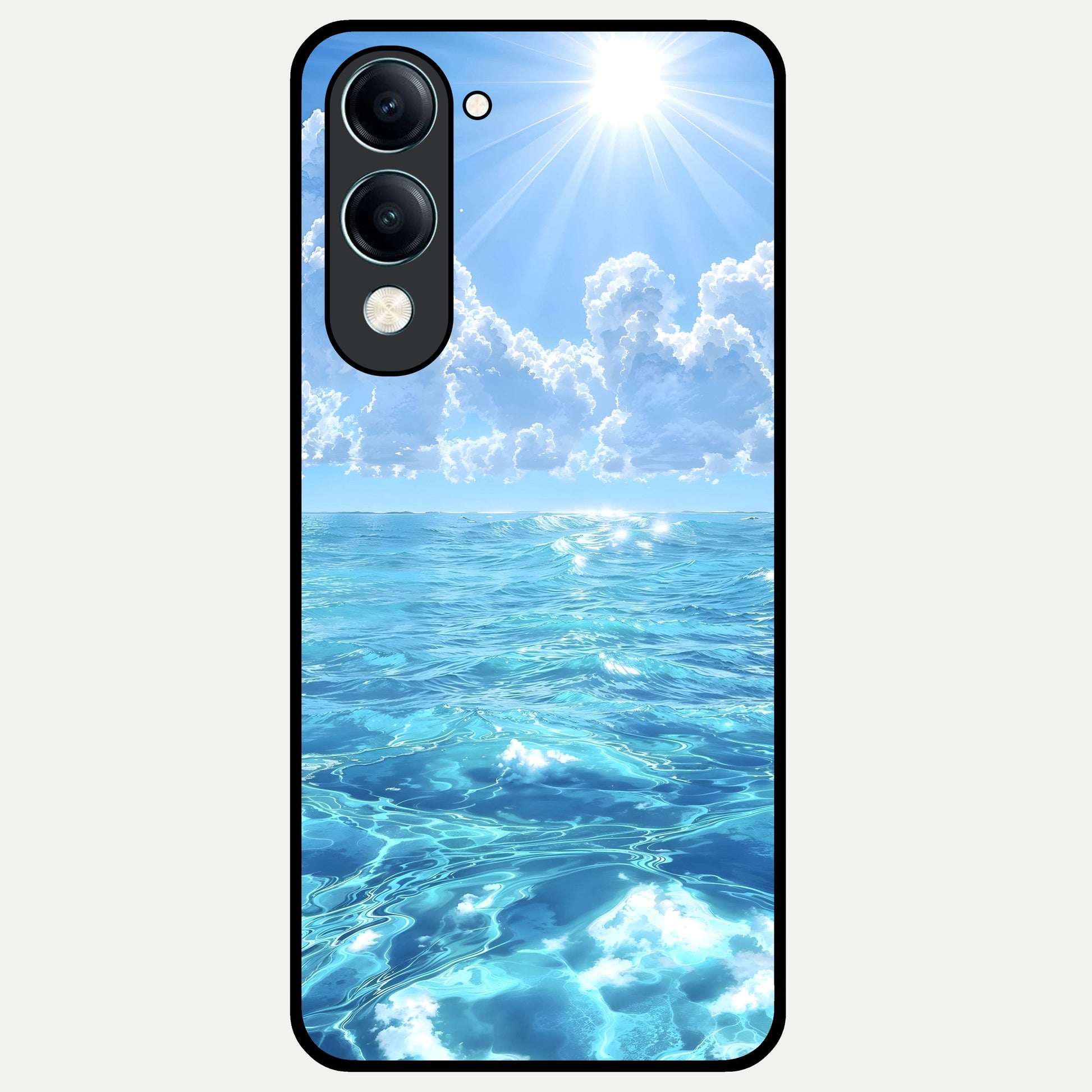  Endless Ocean Horizon Glass Case for iQOO Z10 Lite back cover – full design glossy printed glass finish