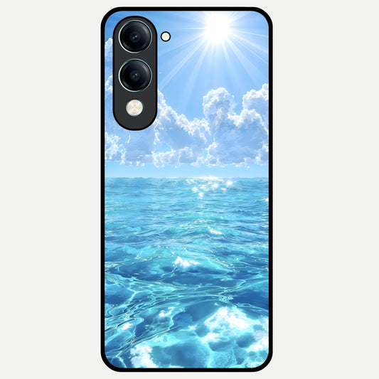  Endless Ocean Horizon Glass Case for iQOO Z10 Lite back cover – full design glossy printed glass finish