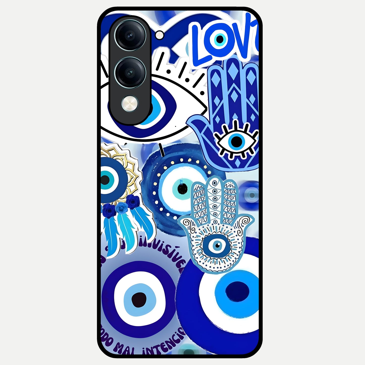  Evil Eyes Dream Glass Case for iQOO Z10 Lite back cover – full design glossy printed glass finish