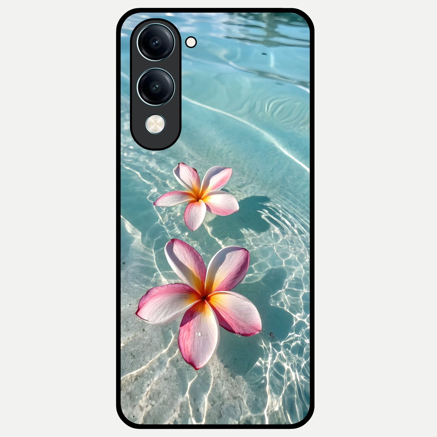  Floating Bloom Bliss Glass Case for iQOO Z10 Lite back cover – full design glossy printed glass finish