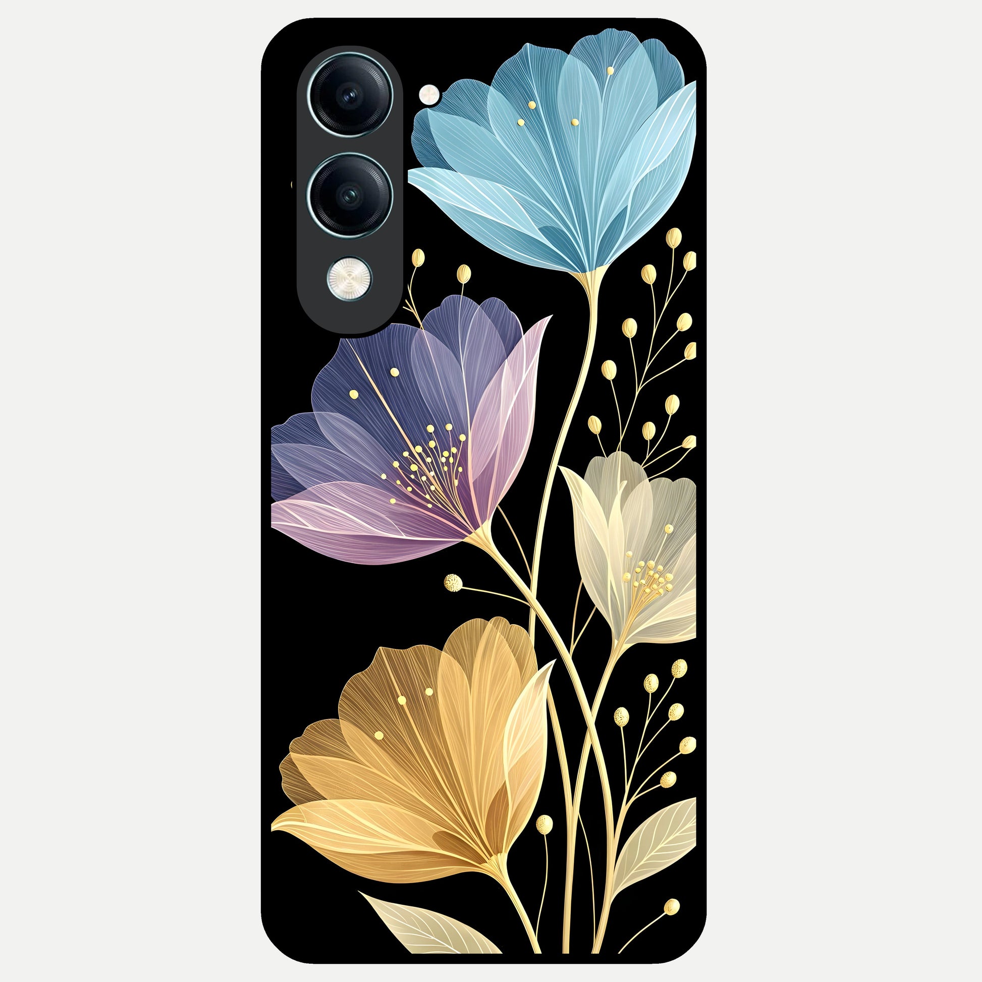  Flower Bloom Glow Glass Case for iQOO Z10 Lite back cover – full design glossy printed glass finish