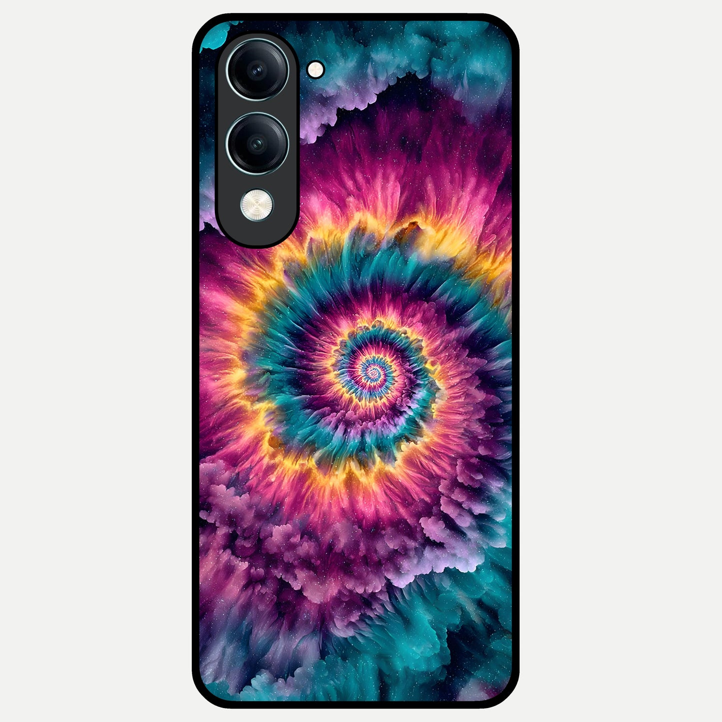  Galactic Spiral Burst Glass Case for iQOO Z10 lite back cover – full design glossy printed glass finish