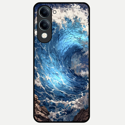  Giant Ocean Wave Glass Case for iQOO Z10 lite back cover – full design glossy printed glass finish
