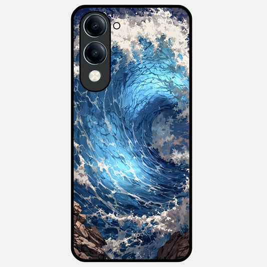  Giant Ocean Wave Glass Case for iQOO Z10 lite back cover – full design glossy printed glass finish