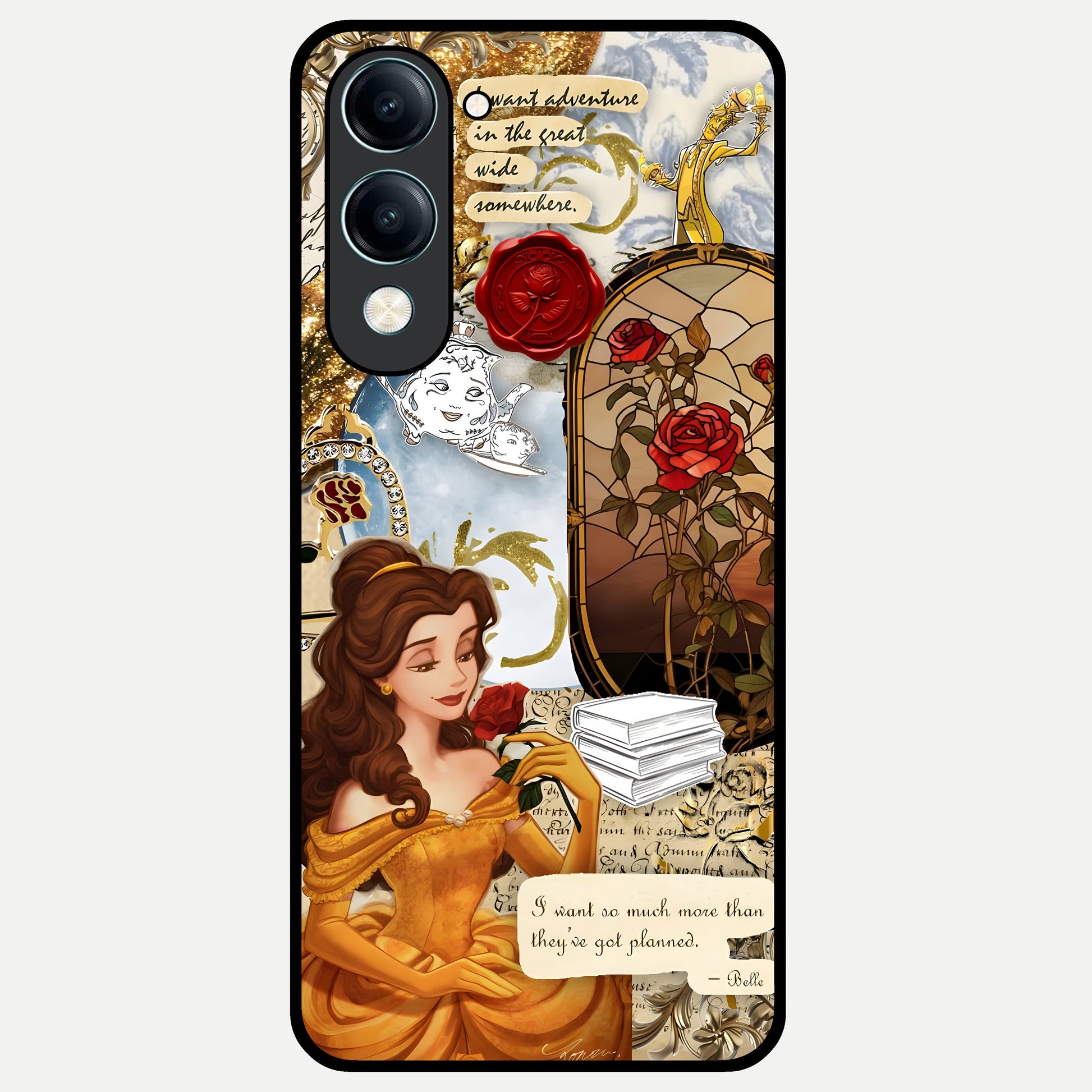  Golden Dream Belle Glass Case for iQOO Z10 lite back cover – full design glossy printed glass finish