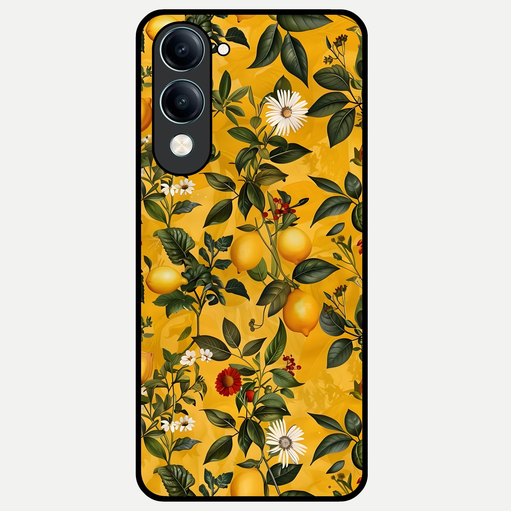  Golden Lemon Field Glass Case for iQOO Z10 Lite back cover – full design glossy printed glass finish