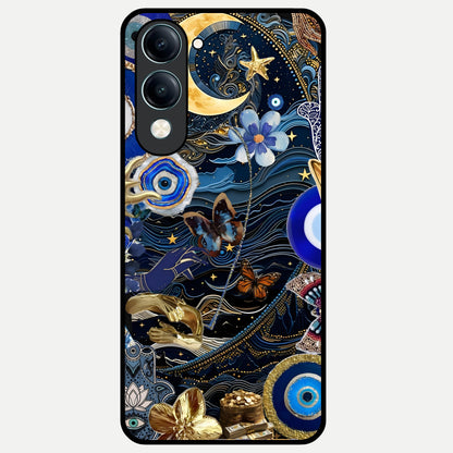  Golden Moon Magic Glass Case for iQOO Z10 lite back cover – full design glossy printed glass finish