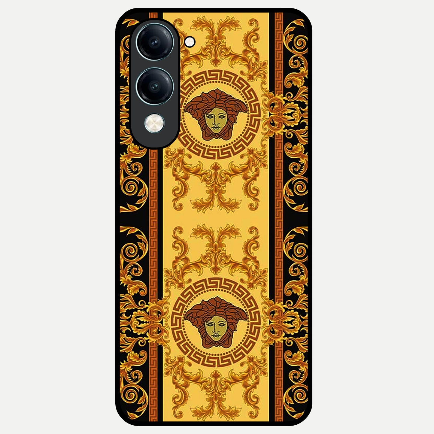  Golden Royal Heritage Glass Case for iQOO Z10 lite back cover – full design glossy printed glass finish