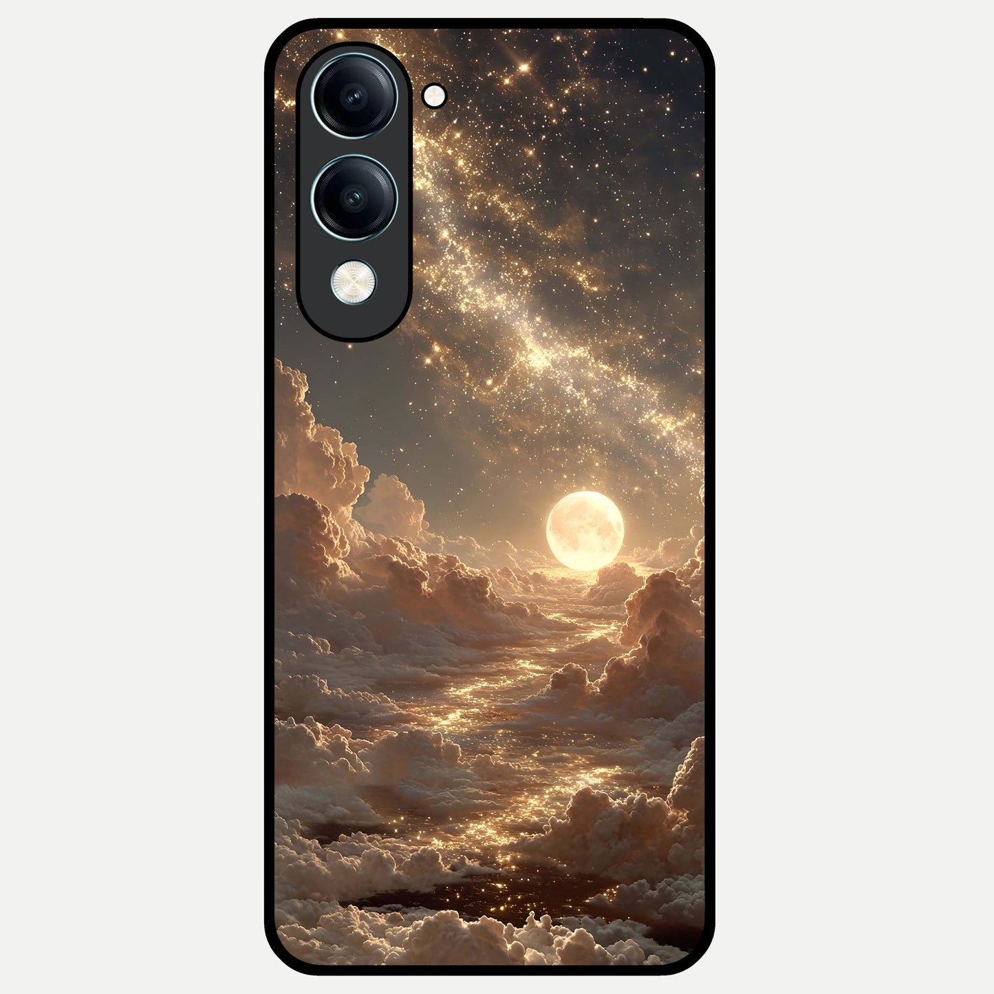  Golden Sky Dream Glass Case for iQOO Z10 Lite back cover – full design glossy printed glass finish