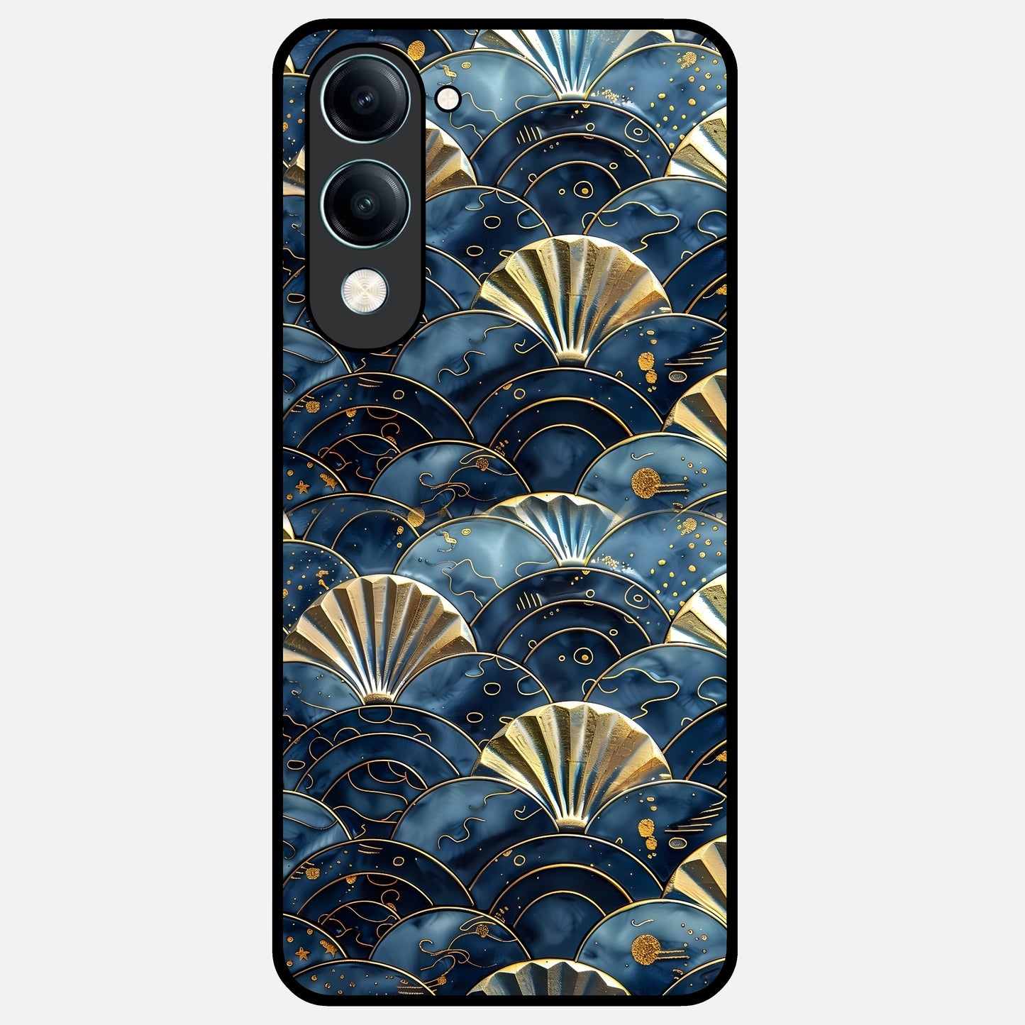  Golden Wave Luxe Glass Case for iQOO Z10 lite back cover – full design glossy printed glass finish