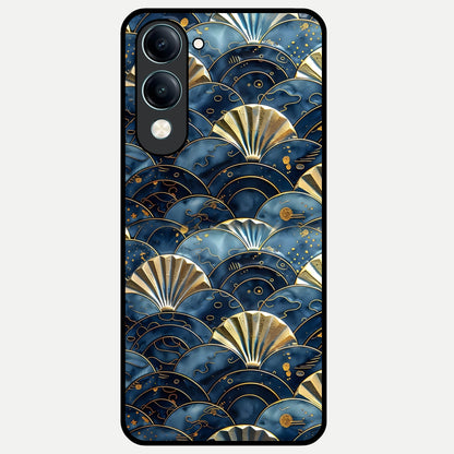  Golden Wave Luxe Glass Case for iQOO Z10 lite back cover – full design glossy printed glass finish