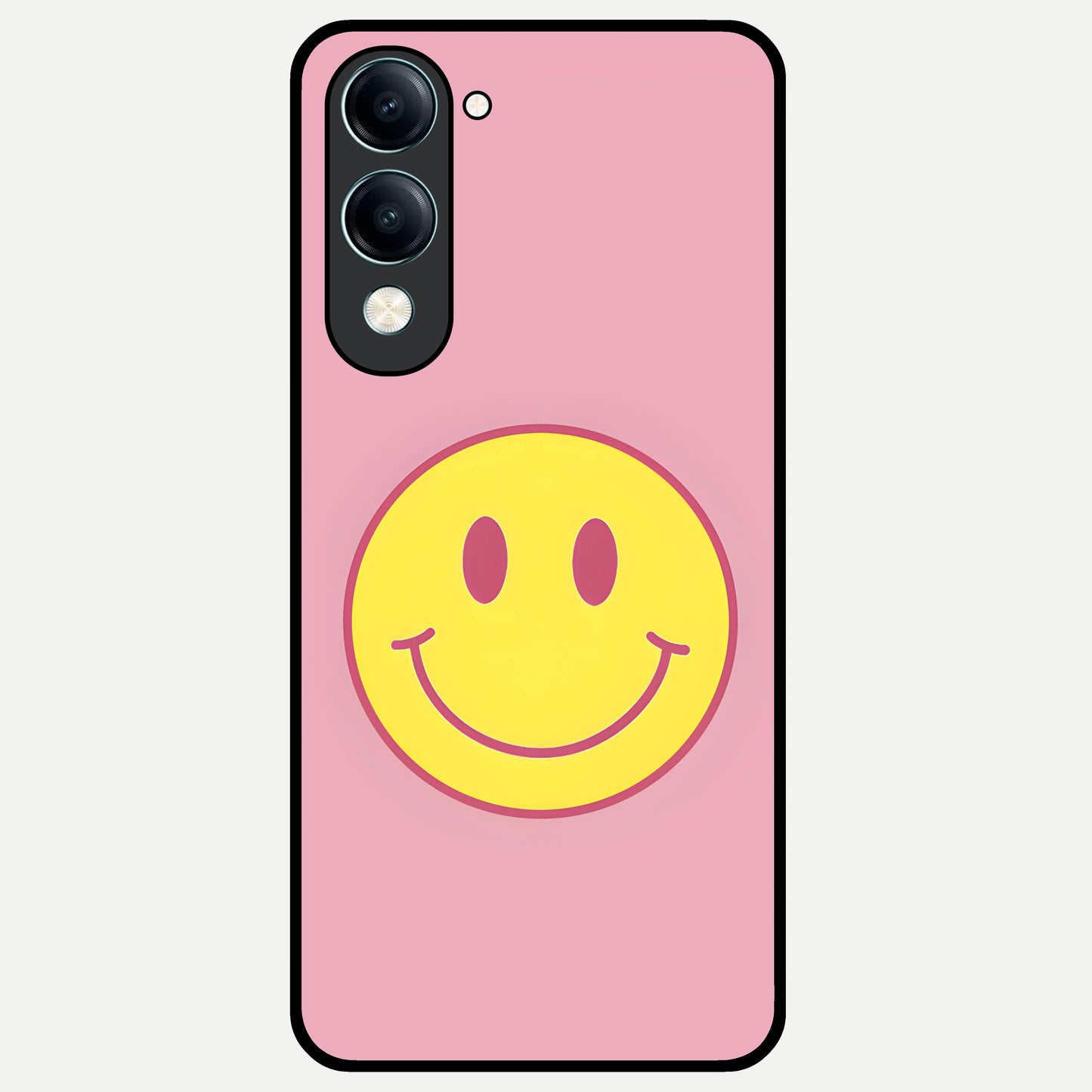 Happy Pink Mood Glass Case for iQOO Z10 lite back cover – full design glossy printed glass finish