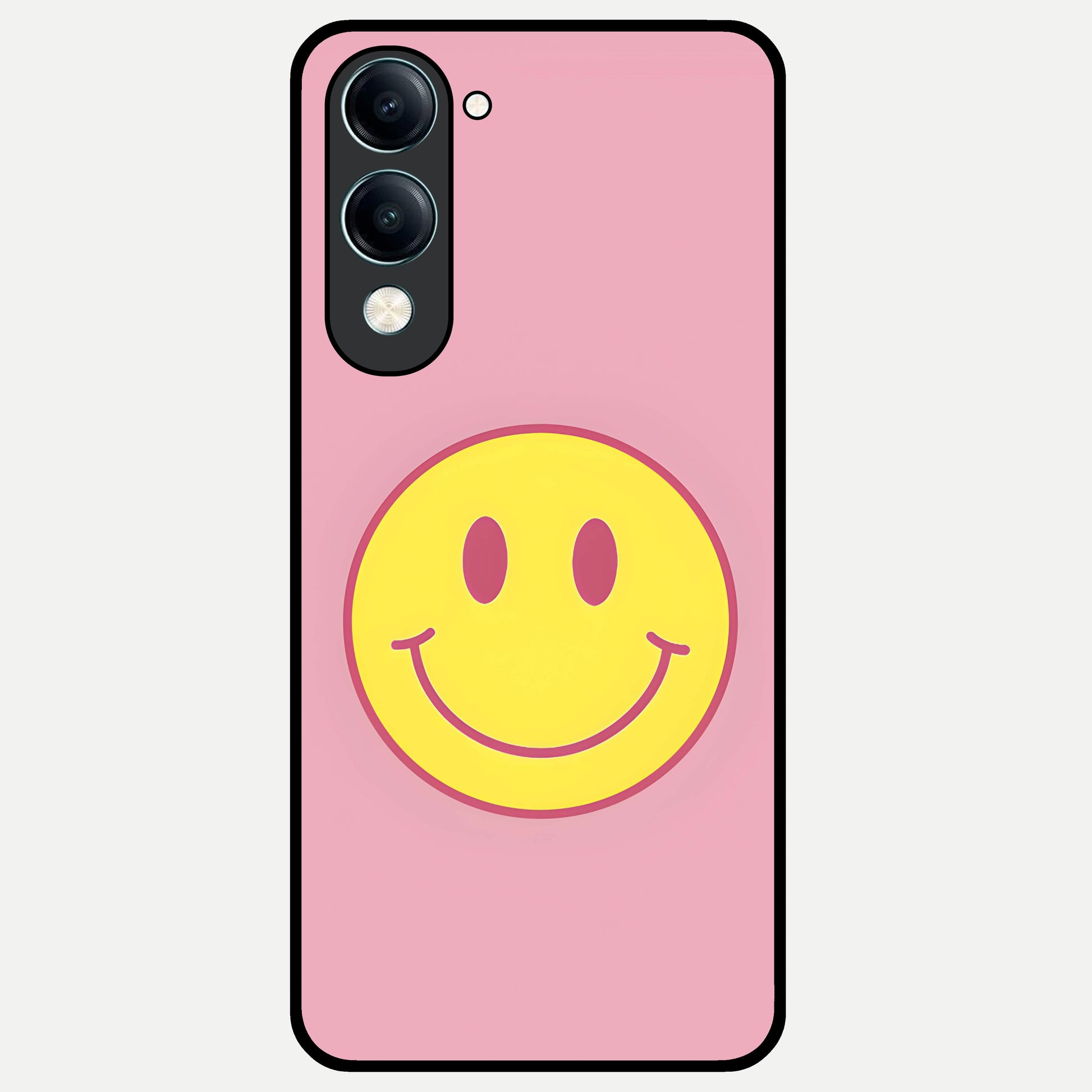  Happy Pink Mood Glass Case for iQOO Z10 lite back cover – full design glossy printed glass finish