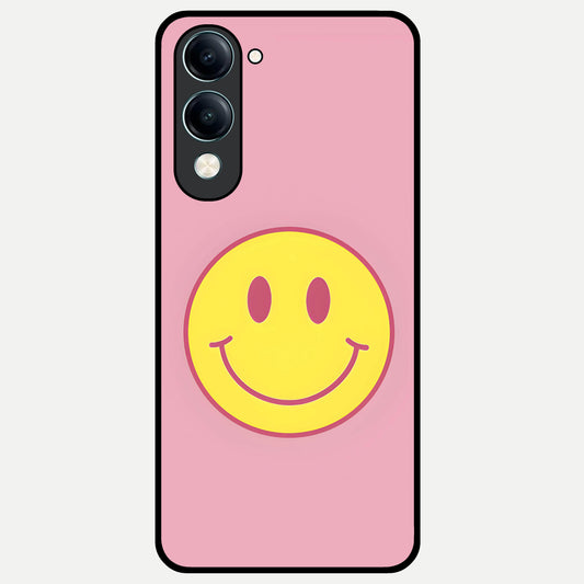  Happy Pink Mood Glass Case for iQOO Z10 lite back cover – full design glossy printed glass finish