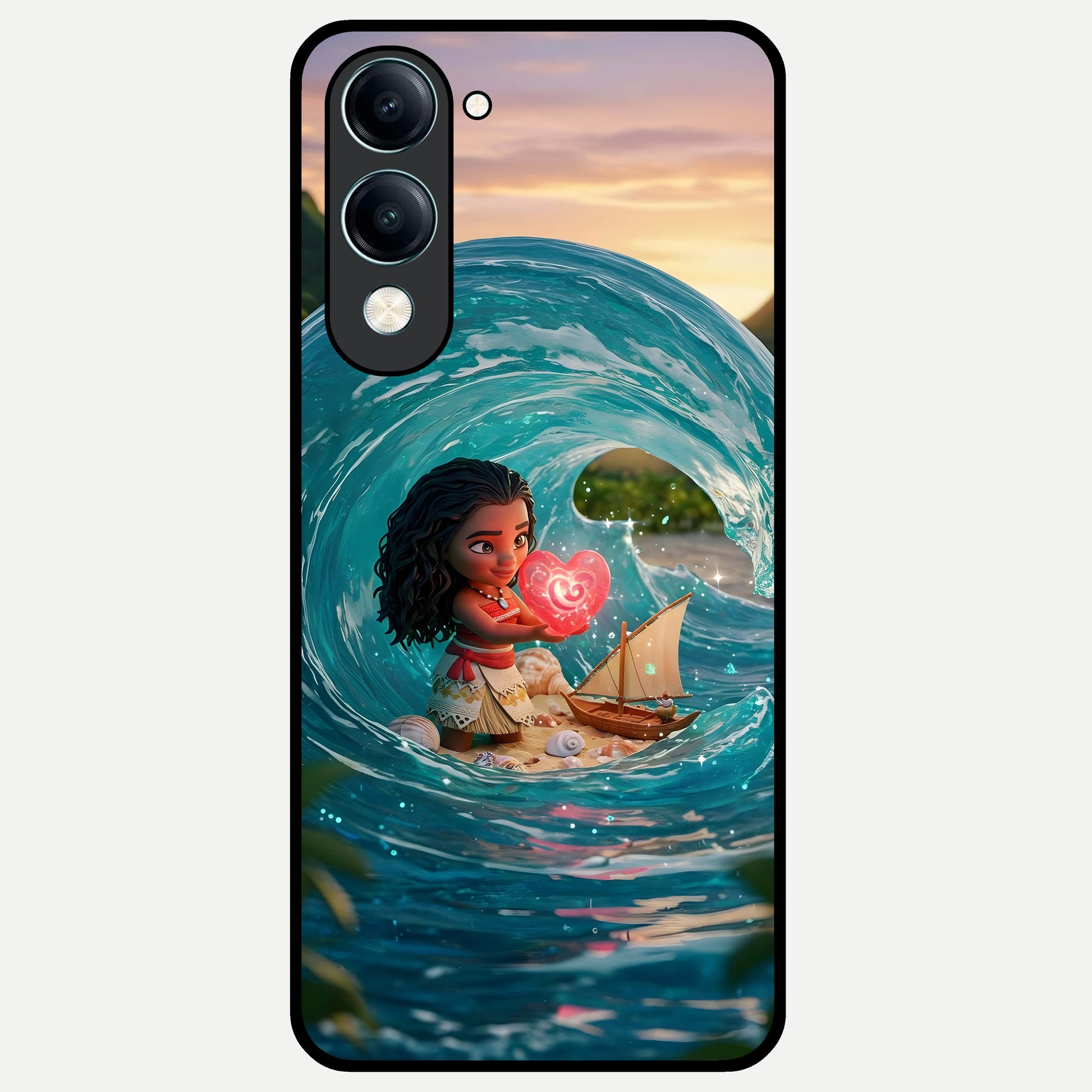  Heart of Ocean Glass Case for iQOO Z10 Lite back cover – full design glossy printed glass finish