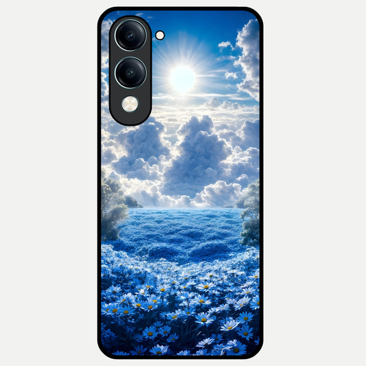  Heavenly Daisy Horizon Glass Case for iQOO Z10 Lite back cover – full design glossy printed glass finish