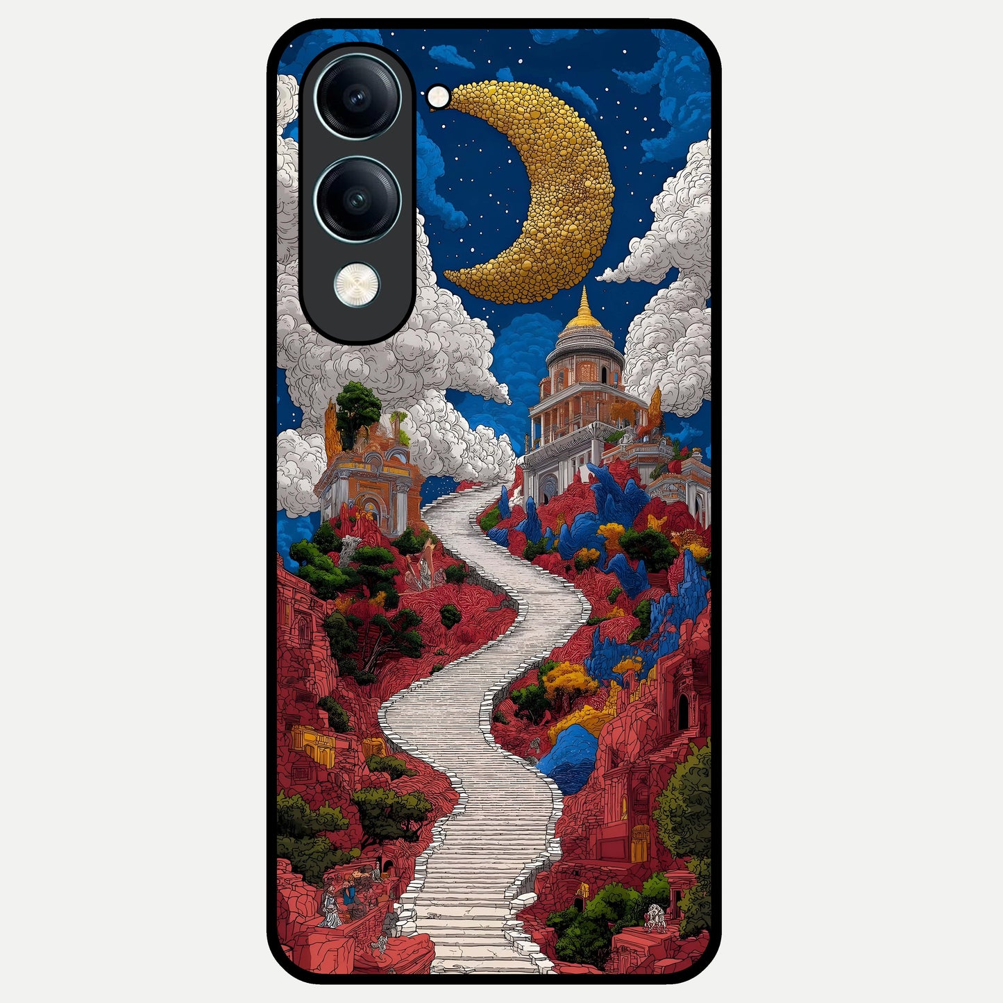  Heavenly Moon Path Glass Case for iQOO Z10 lite back cover – full design glossy printed glass finish
