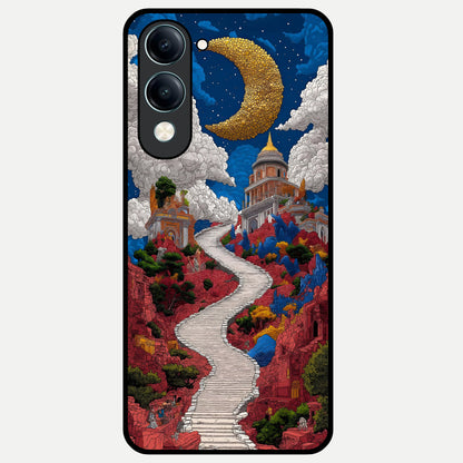  Heavenly Moon Path Glass Case for iQOO Z10 lite back cover – full design glossy printed glass finish