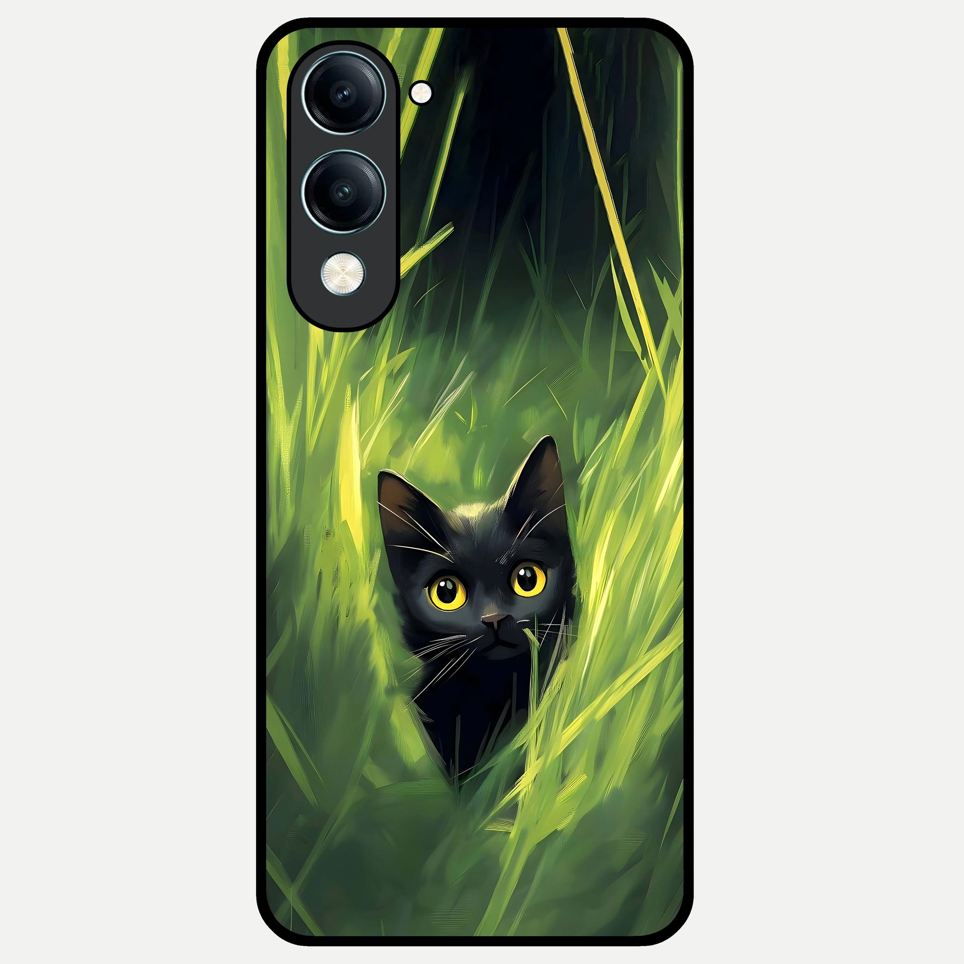  Hidden Cat Whisper Glass Case for iQOO Z10 lite back cover – full design glossy printed glass finish