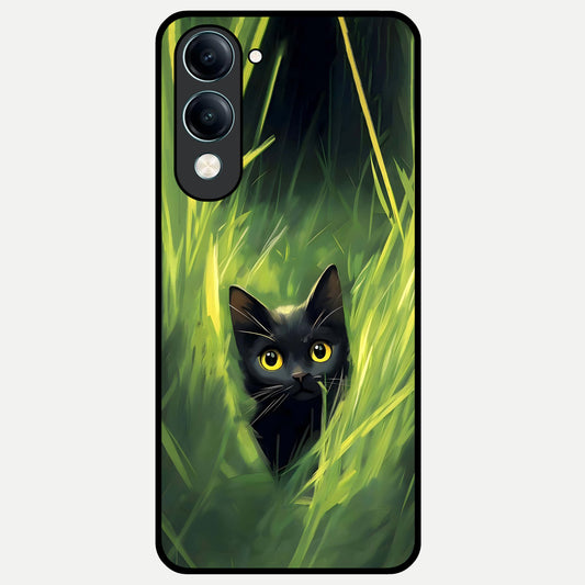  Hidden Cat Whisper Glass Case for iQOO Z10 lite back cover – full design glossy printed glass finish