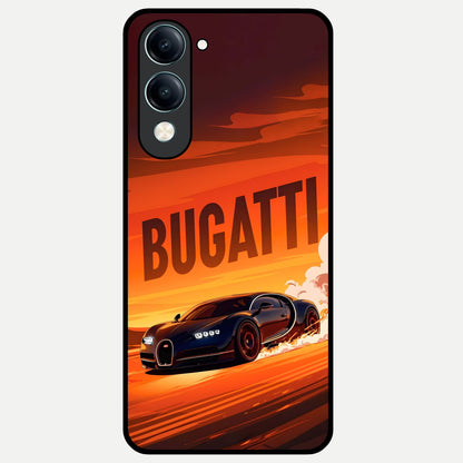  Inferno Bugatti Storm Glass Case for iQOO Z10 lite back cover – full design glossy printed glass finish