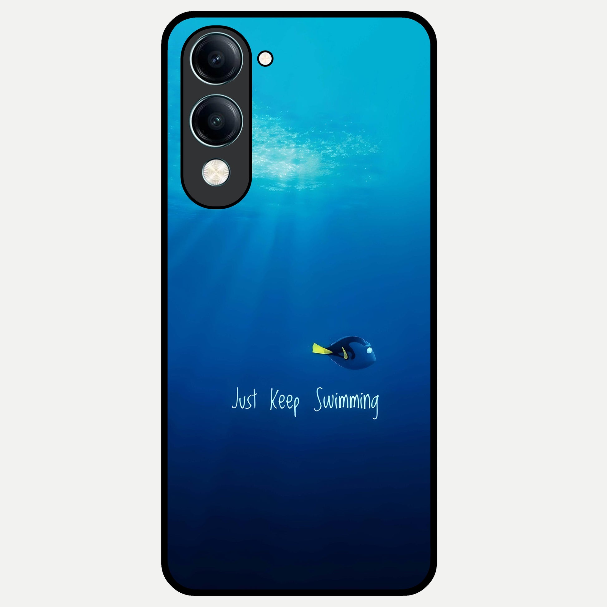 Just Keep Swimming Glass Case for iQOO Z10 lite back cover – full design glossy printed glass finish
