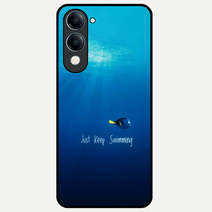  Just Keep Swimming Glass Case for iQOO Z10 lite back cover – full design glossy printed glass finish