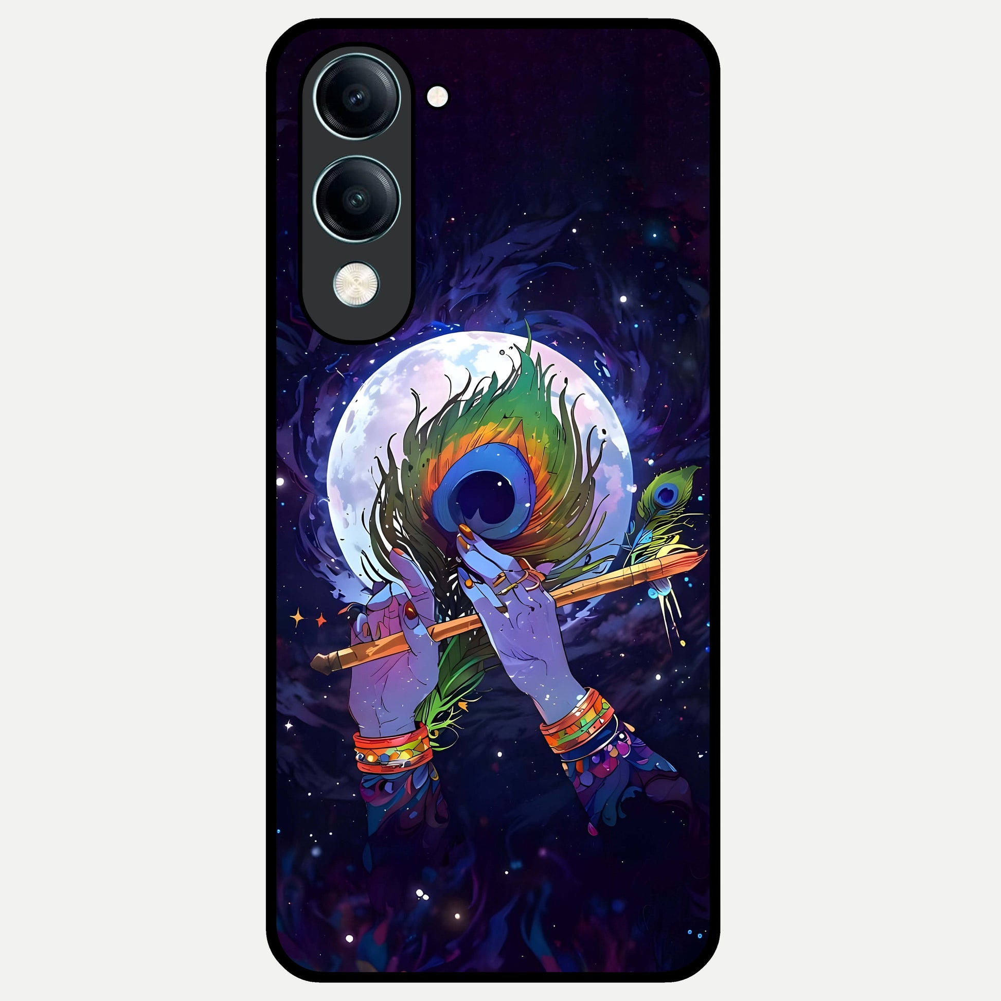  Krishna Hands Art Glass Case for iQOO Z10 lite back cover – full design glossy printed glass finish
