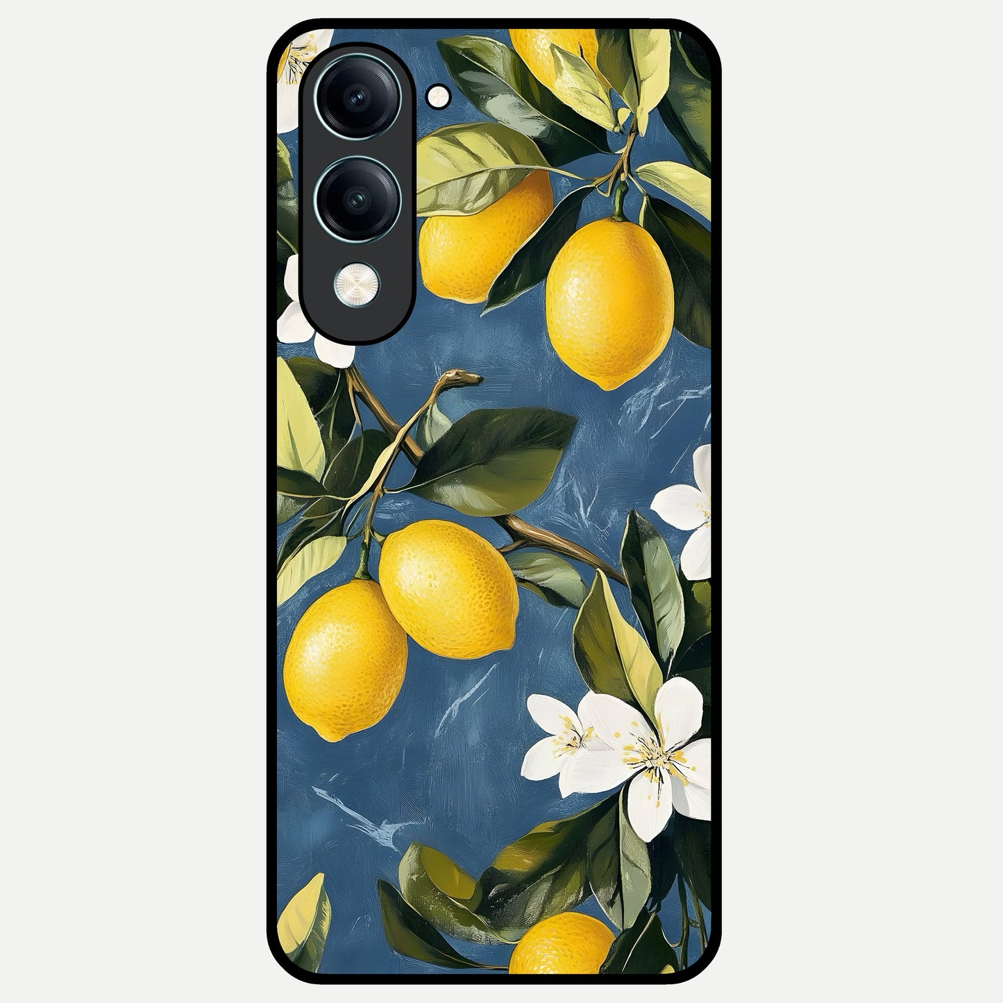  Lemon Dream Garden Glass Case for iQOO Z10 Lite back cover – full design glossy printed glass finish