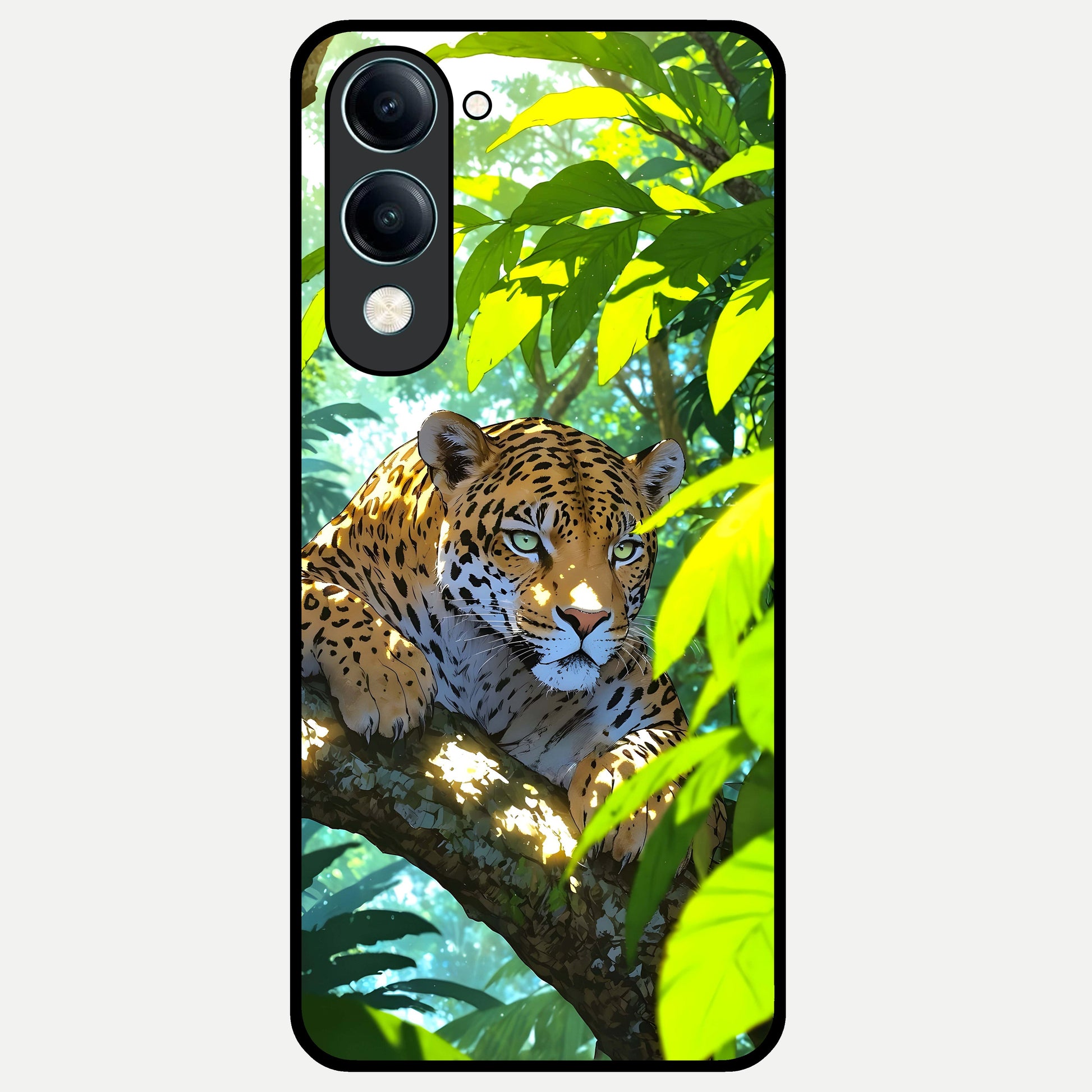  Leopard in Jungle Glass Case for iQOO Z10 lite back cover – full design glossy printed glass finish