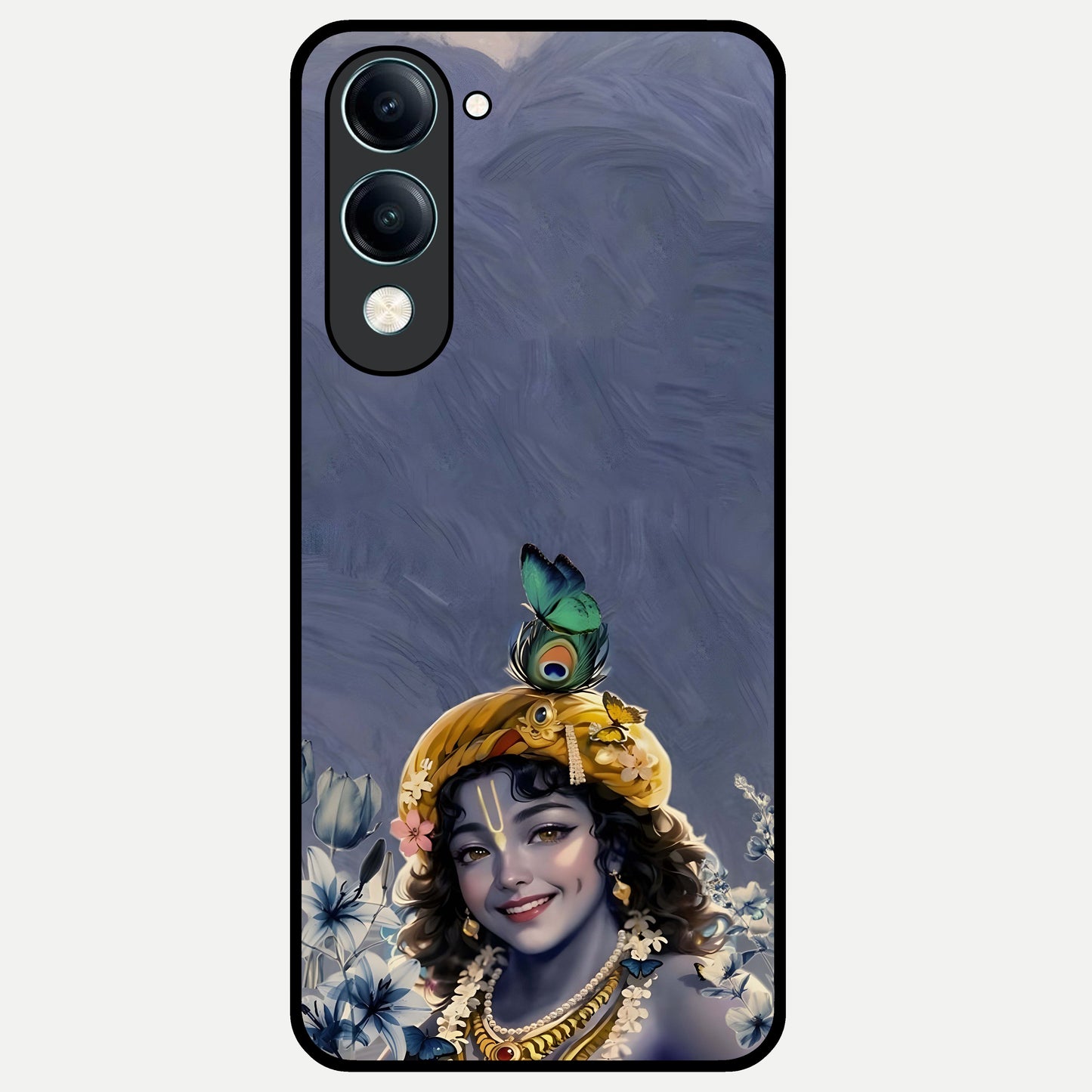  Lord Krishna Glass Case for iQOO Z10 lite back cover – full design glossy printed glass finish