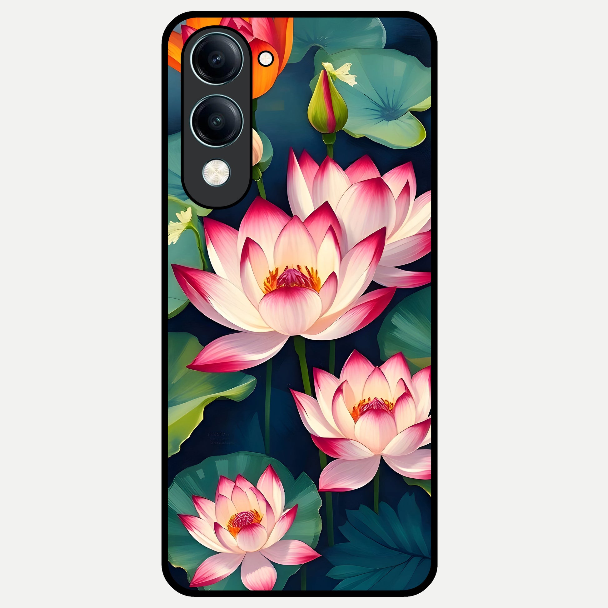  Lotus Dream Serenity Glass Case for iQOO Z10 Lite back cover – full design glossy printed glass finish