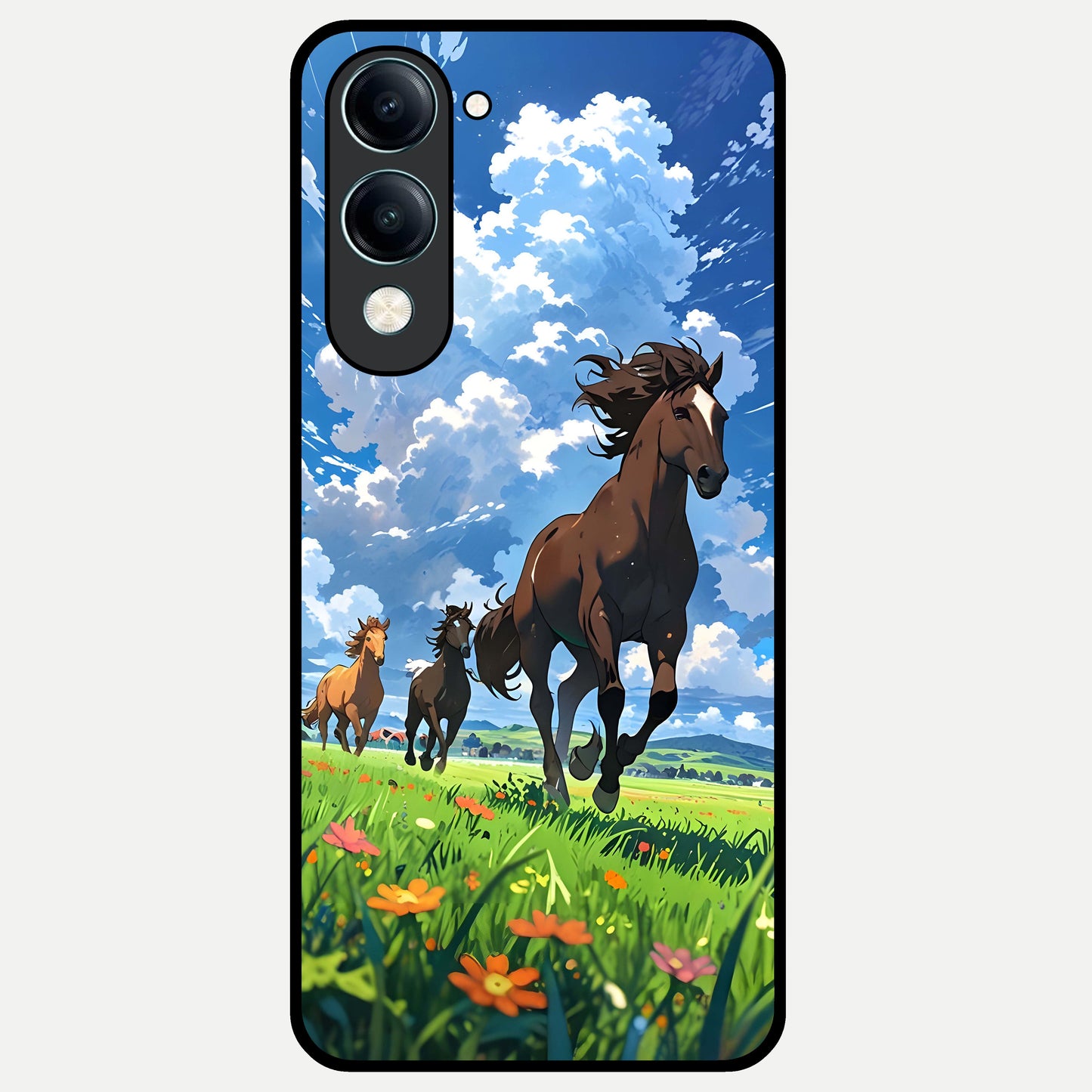  Majestic Horses Galloping Glass Case for iQOO Z10 lite back cover – full design glossy printed glass finish