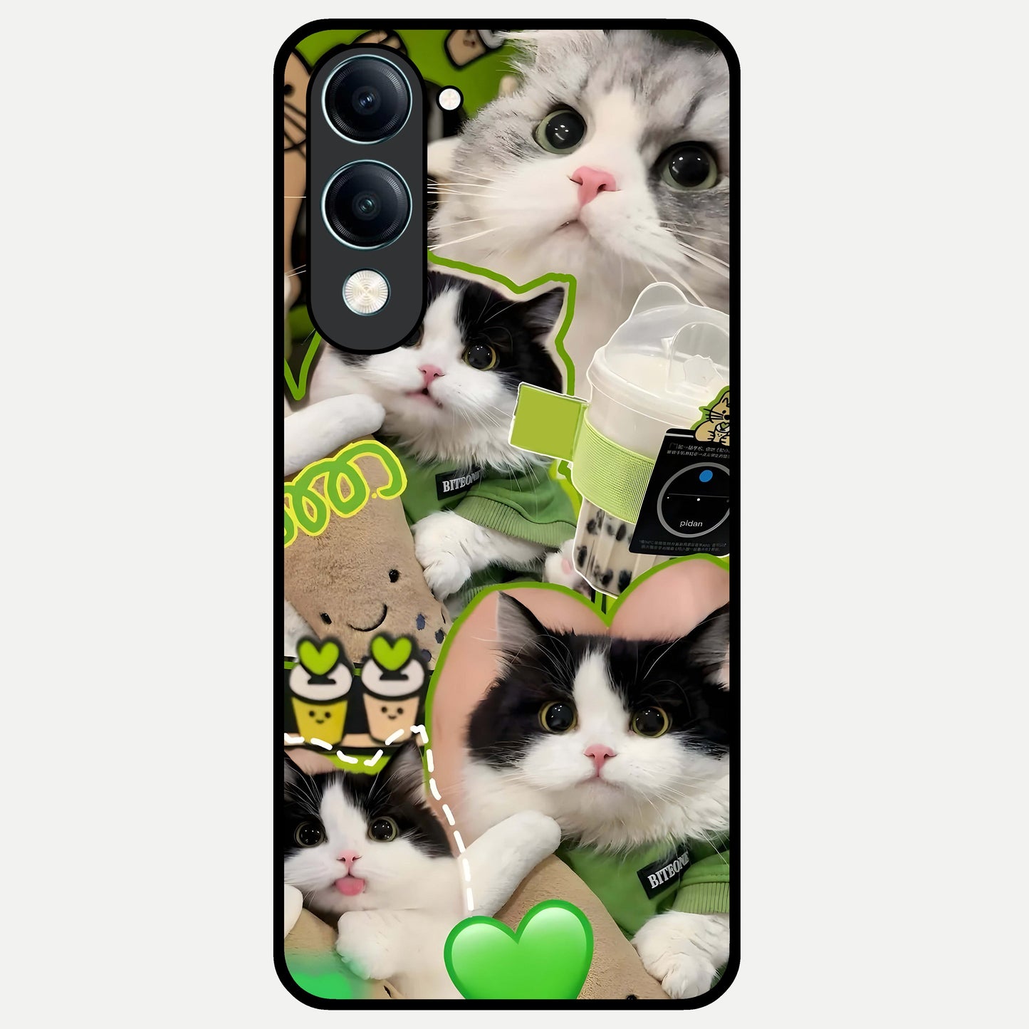  Matcha Cats Mood Glass Case for iQOO Z10 lite back cover – full design glossy printed glass finish