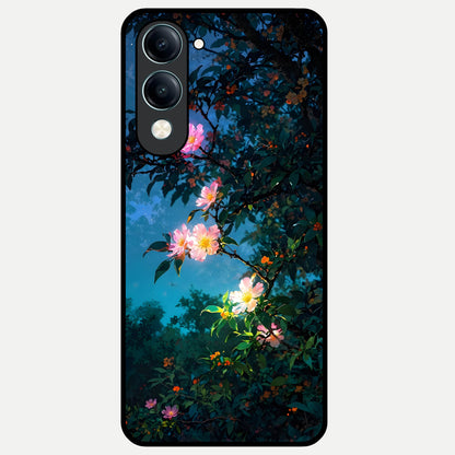  Midnight Bloom Glow Glass Case for iQOO Z10 Lite back cover – full design glossy printed glass finish