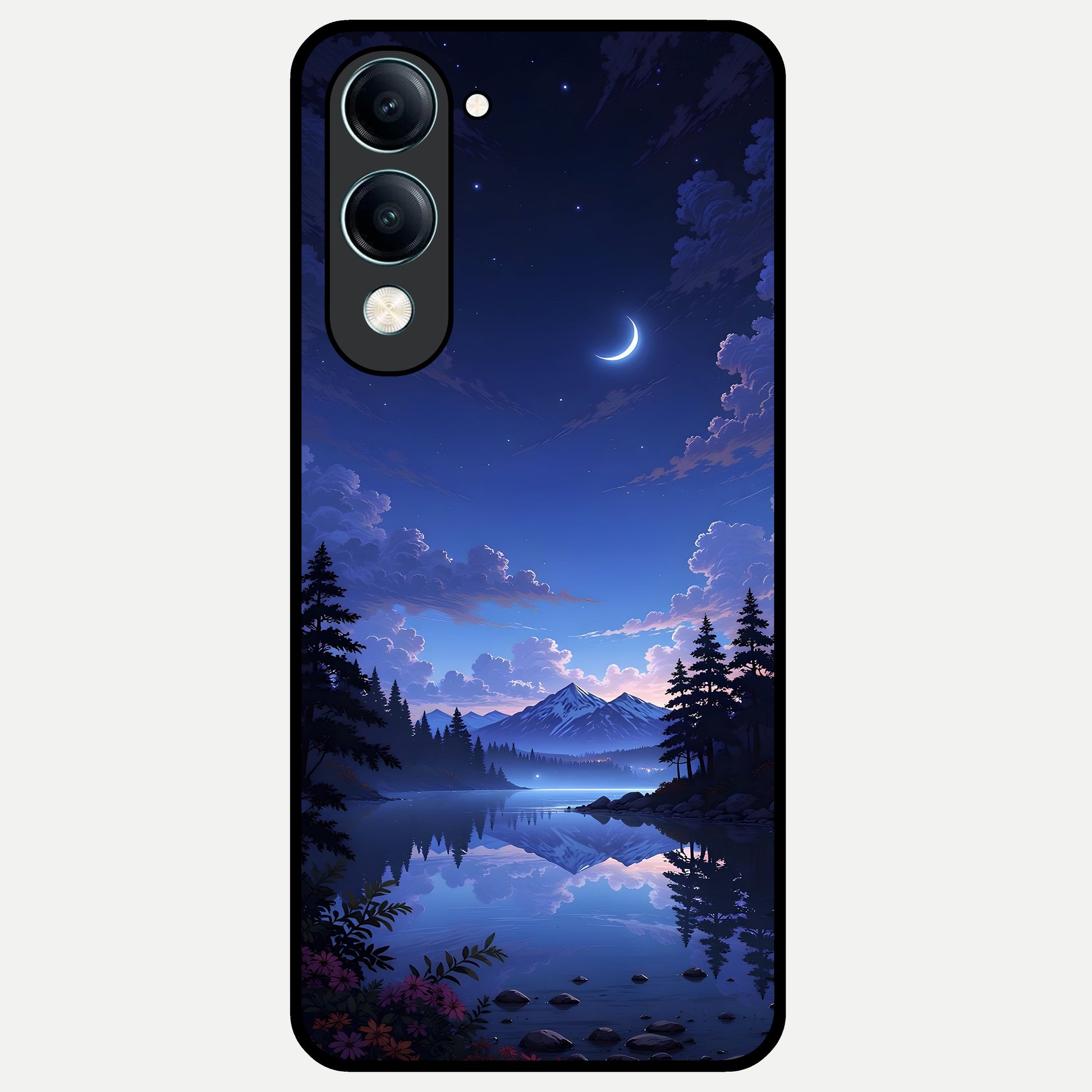  Midnight Lake Peace Glass Case for iQOO Z10 lite back cover – full design glossy printed glass finish