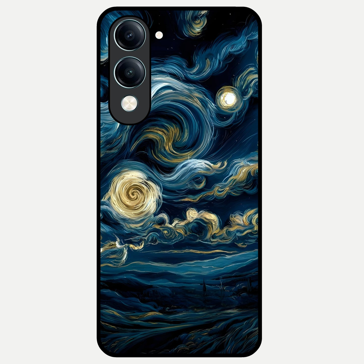  Midnight Sky Whirl Glass Case for iQOO Z10 lite back cover – full design glossy printed glass finish